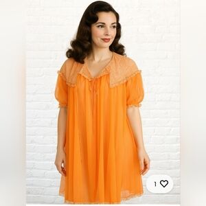 VTG 1950s ROVEL babydoll chiffon lace costume coquette peignor set FLAWED